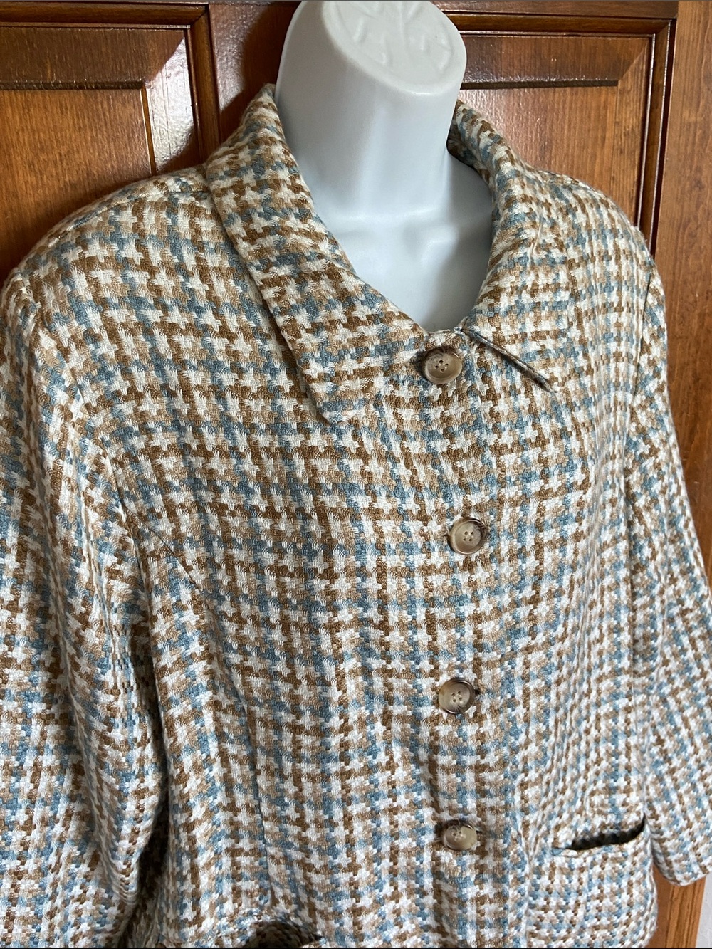 Willow Ridge woven knit tweed blazer button up neutral colors Size L / XL - Picture 3 of 10
